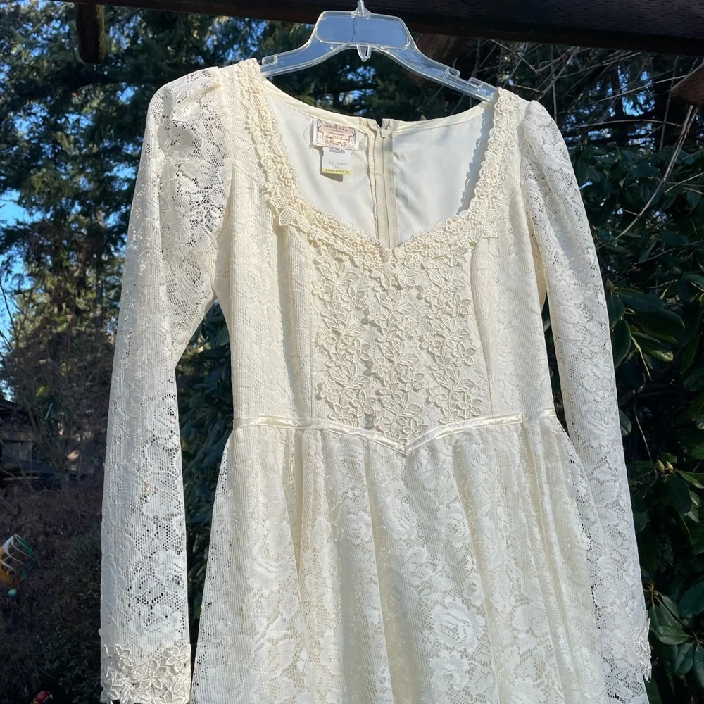 VTG 70s Gunne Sax Romantic Renaissance Bridal Collection Lace Wedding Dress sz11 - Picture 2 of 15